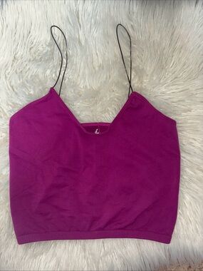 NWT Free People Intimately Skinny Strap Cropped Cami Top Sz M/L  Raspberry
